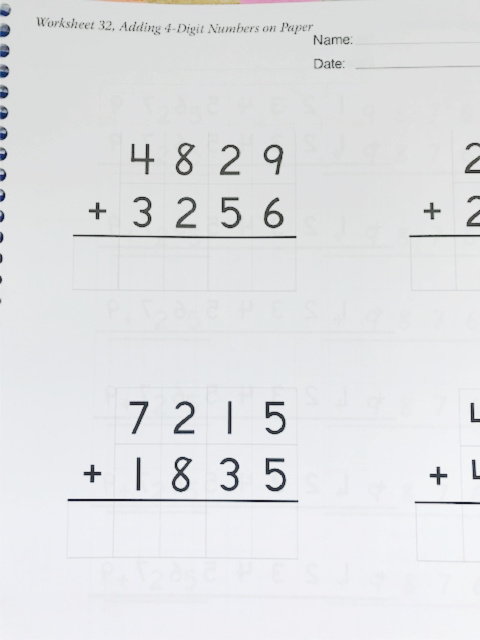 RightStart math worksheet example